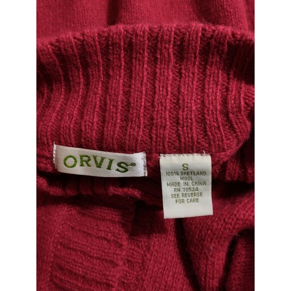 Orvis Womens 100% Shetland Wool Cardigan Duster Size Small Dark Red Minimalist - Picture 4 of 5